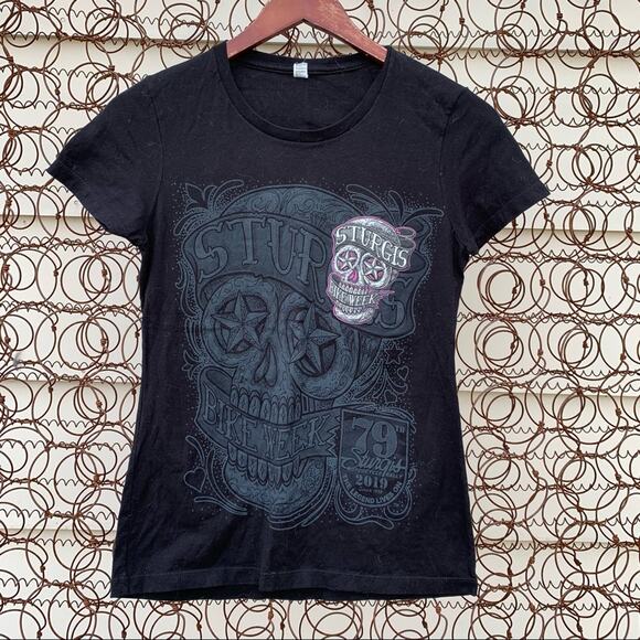 Sturgis Bike Week T-shirt black purple skull 2019 76th annual - Picture 1 of 5
